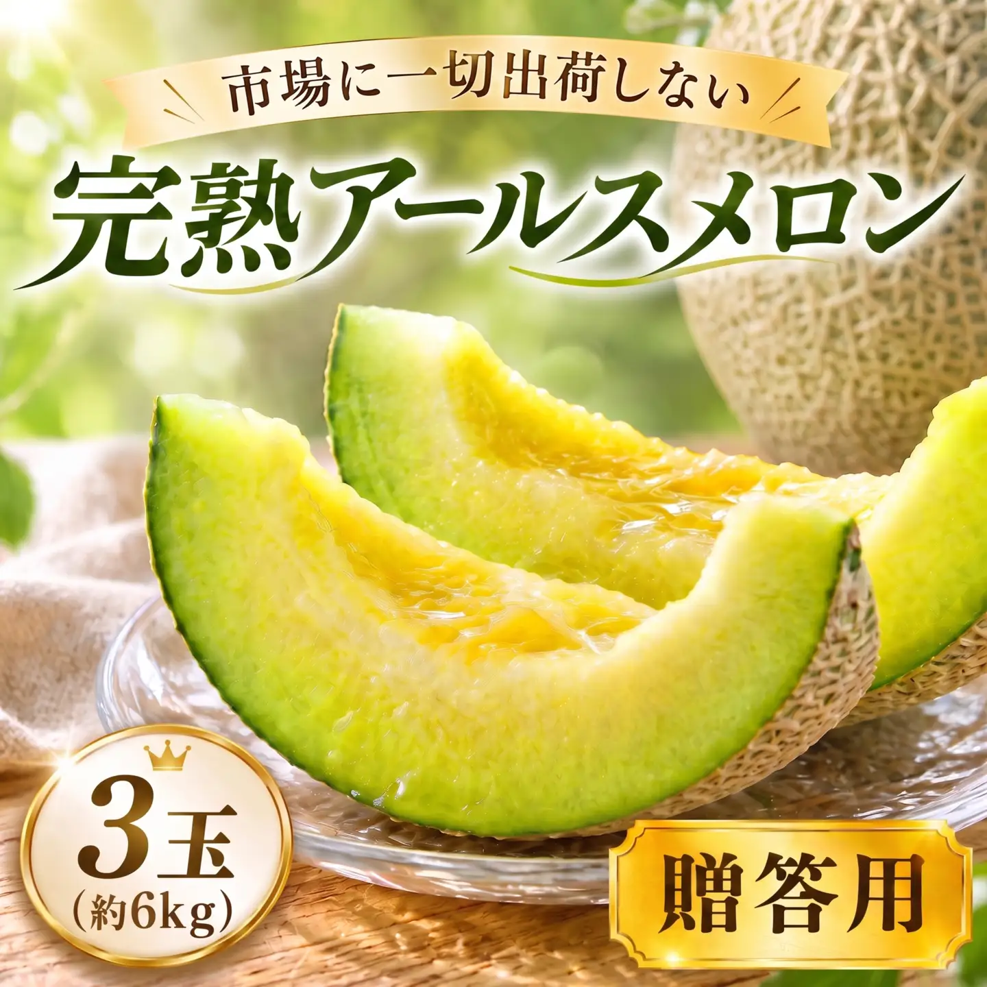 アールスメロン 3玉 完熟 大玉 先行予約 完熟 贈答用 くだもの フルーツ 果物 マスクメロン 