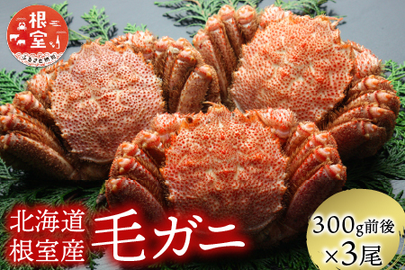 【北海道根室産】毛がに300g前後×3尾 B-21005