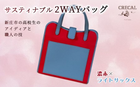 2Way サスティナブルバッグ 濃赤×ライトサックス F3S-1206