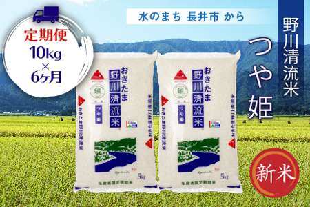【定期便6ヶ月】【令和8年産新米】【特別栽培米】野川清流米「つや姫」10kg(5kg×2袋)×6ヶ月_A120(R8)
