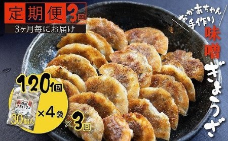 【定期便全3回】3ヶ月に1回お届け 居酒屋のおかあちゃん手作り ひと口味噌ぎょうざ 120個（30個×4袋） H136-041