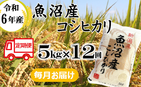 ※使用しない 131P391BE 令和6年産 魚沼産コシヒカリ 定期便 5kg×12回【毎月お届け】（小千谷米穀） 精米 米 魚沼 魚沼産 新潟県 小千谷市
