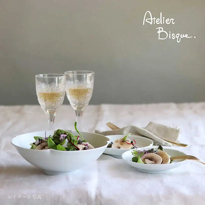 【波佐見焼】お花の盛り鉢と 小皿 のセット 白磁 取り皿 食器 大皿 【アトリエビスク】 [RD17]  波佐見焼
