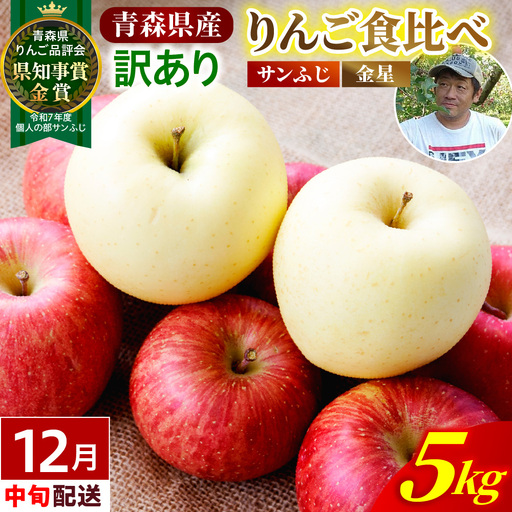2026年12月中旬発送】【訳あり】りんご 約5kg サンふじ & 金星セット