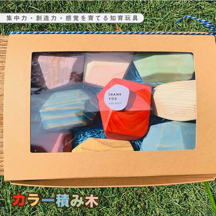 集中力・創造力・感覚を育てる知育玩具☆カラー積み木 吉野ヶ里町/Dondonyokunaru [FCF007]
