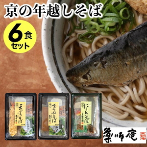 ＜京都 薬師庵＞京の 年越そば 6食セット （天ぷら きつね にしん 各2人前）《蕎麦 具材 薬味 付き 6人前》 ※年末12/29、12/30お届け限定