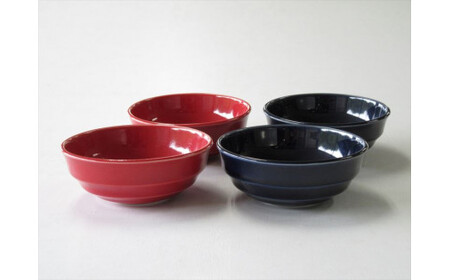 有田焼 赤釉&墨ルリ 波紋鉢 小 4個セット ARITA PORCELAIN LAB【アリタポーセリンラボ】小鉢 マルチボウル スープ皿 モダン シンプル 赤 ネイビー 35000円 3.5万円 cg006