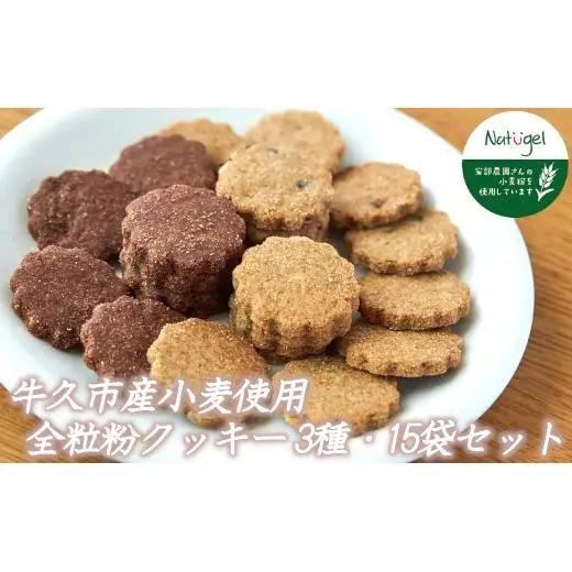 牛久市産小麦全粒粉のクッキー15袋セット
