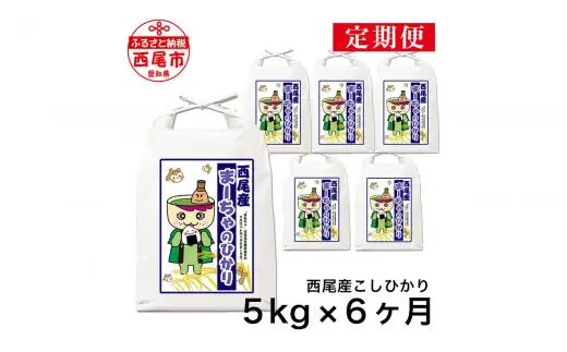 【令和7年産】【定期便】西尾のお米＜こしひかり＞5kg×6ヶ月・K201-90-1