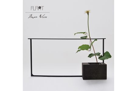 ALART〈アルアート〉　NOIR ノワール　04 曲 花器　インテリア　玄関やサイドボードに。木と金属を組み合わせた存在感のある花器　シンプル&モダンスタイル F7Z-235