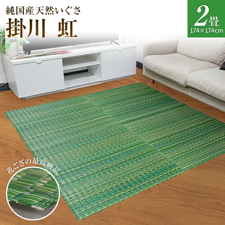 純国産天然いぐさ　「掛川　虹」２畳（緑色）　BG007