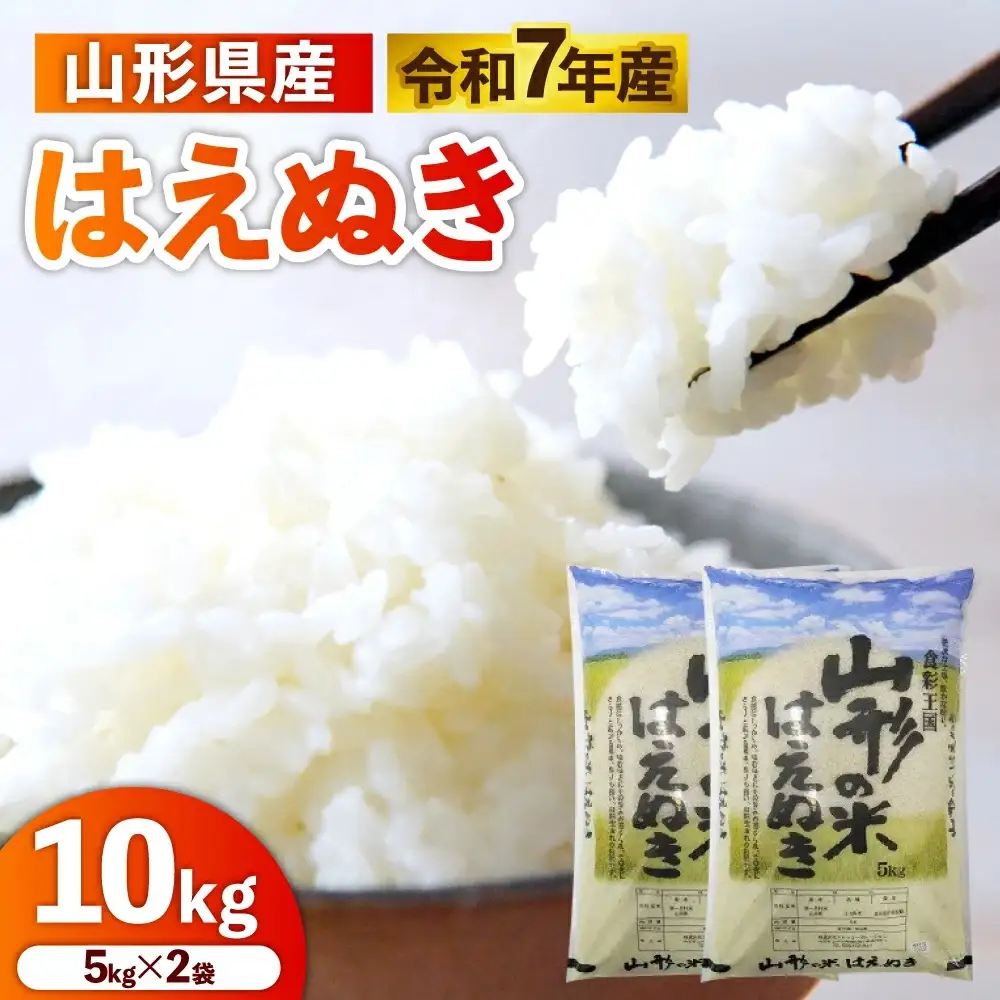 令和７年産　山形のお米　米囃子（はえぬき）５ｋｇ×２袋　0017-2539