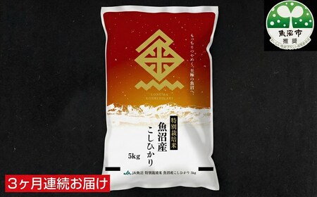 【特別栽培米】魚沼産コシヒカリ（精米）5kg    3ヶ月連続お届け