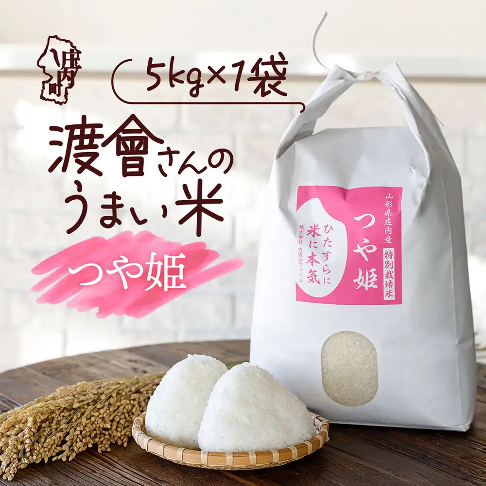 【令和8年産】渡會さんのうまい米 特別栽培米 つや姫 5kg 5kg×1袋 優秀金賞受賞農家 庄内町産 ブランド米 米 国産 単一原料米 山形 庄内平野 山形県庄内
