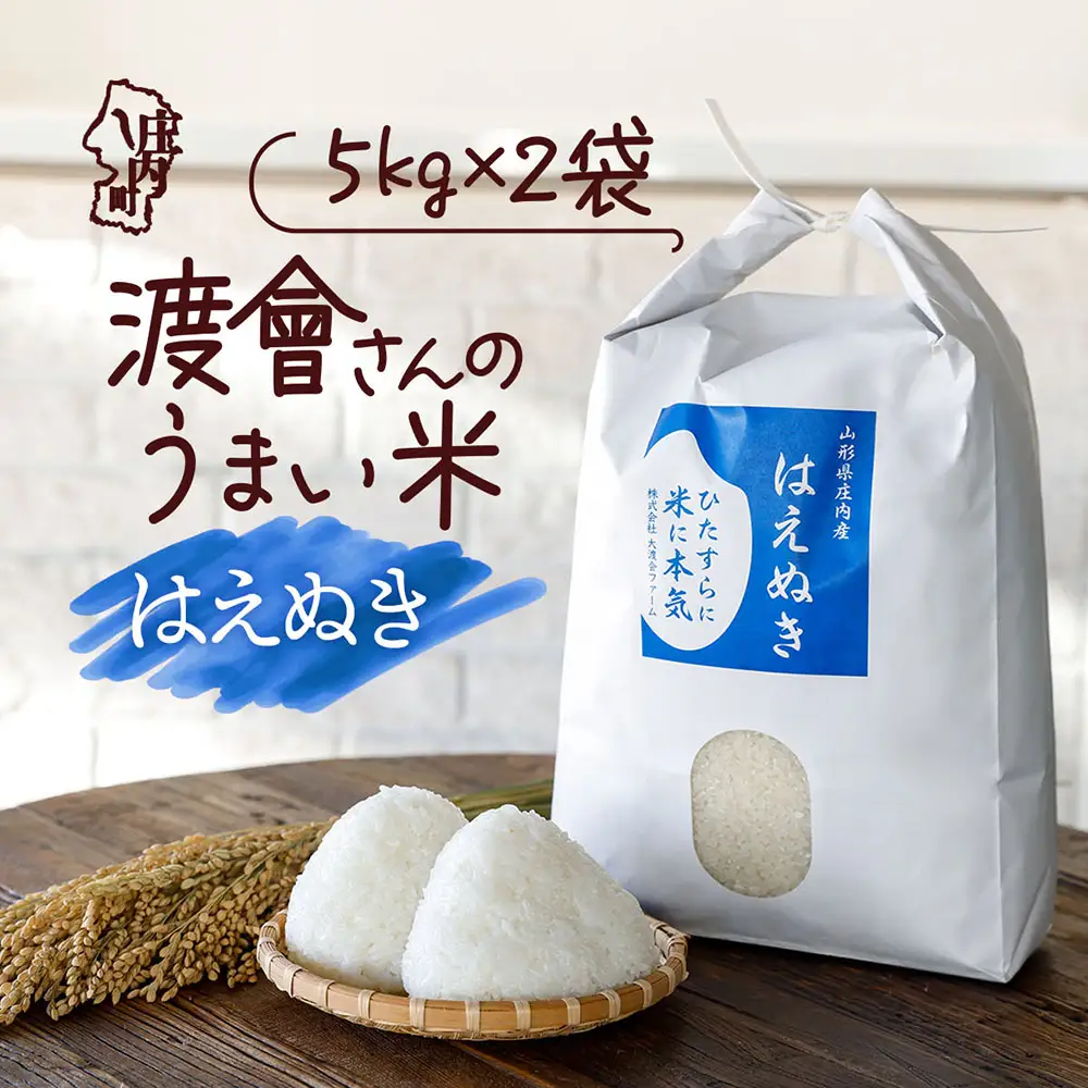 渡會さんのうまい米！はえぬき 10kg 5kg×2袋 令和7年産 2025年産 ブランド米 コシヒカリの原点、亀の尾発祥の地 庄内【1028-023I】