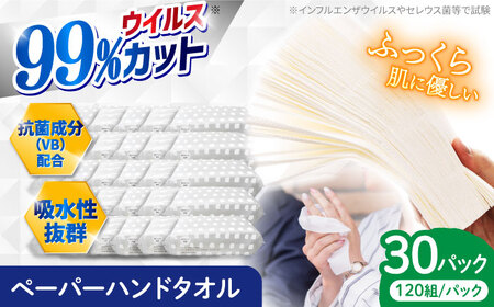 抗ウイルス 抗菌成分 (VB) 配合 ふっくら柔らか ペーパーハンドタオル エンボス仕上げ 30パック (1パック:120組(240枚)入り) 【河野製紙株式会社】 [ATAJ005]