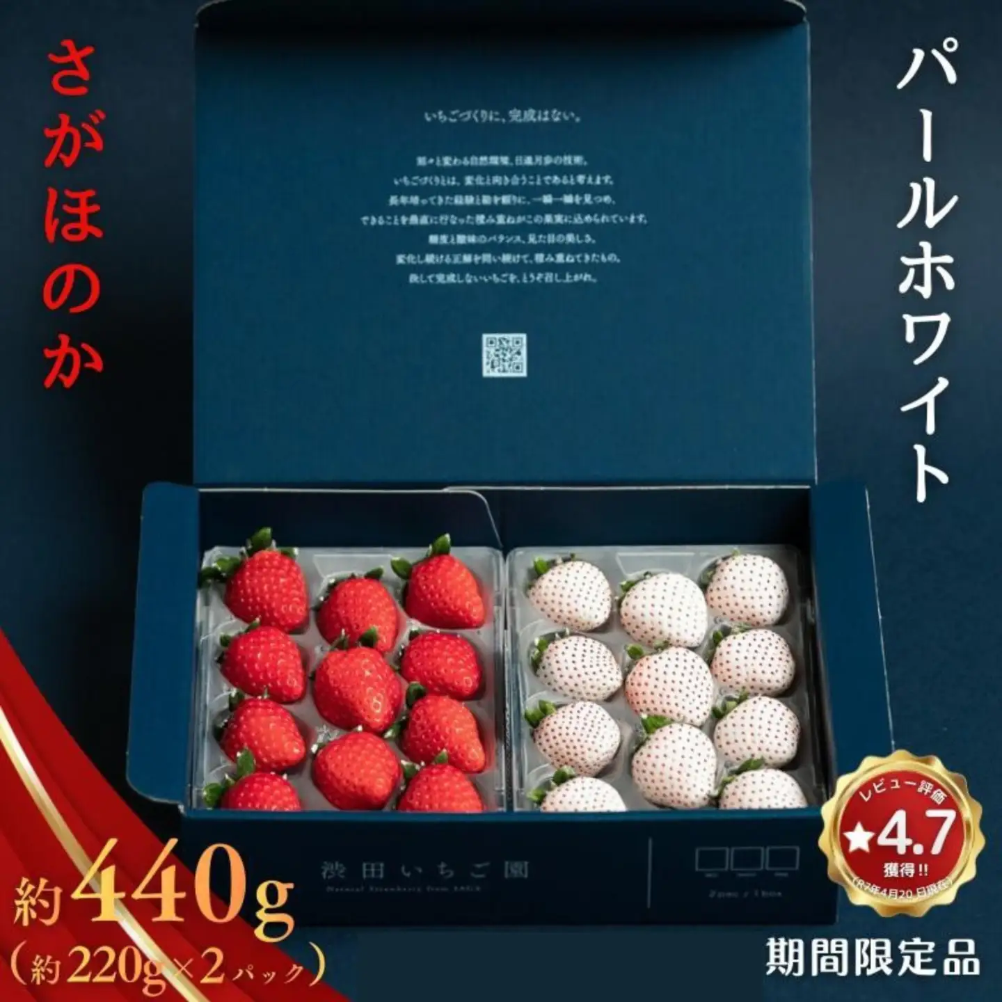 いちご 佐賀県産いちご さがほのか＆パールホワイト 紅白セット【1～4月発送】：B140-008