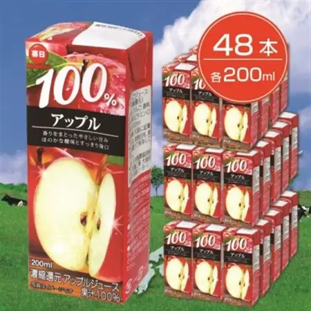 毎日牛乳 毎日100%アップル 200ml紙パック×48本入【1282193】
