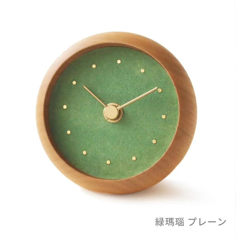 はなもっこ 置時計 緑瑪瑙　プレーン