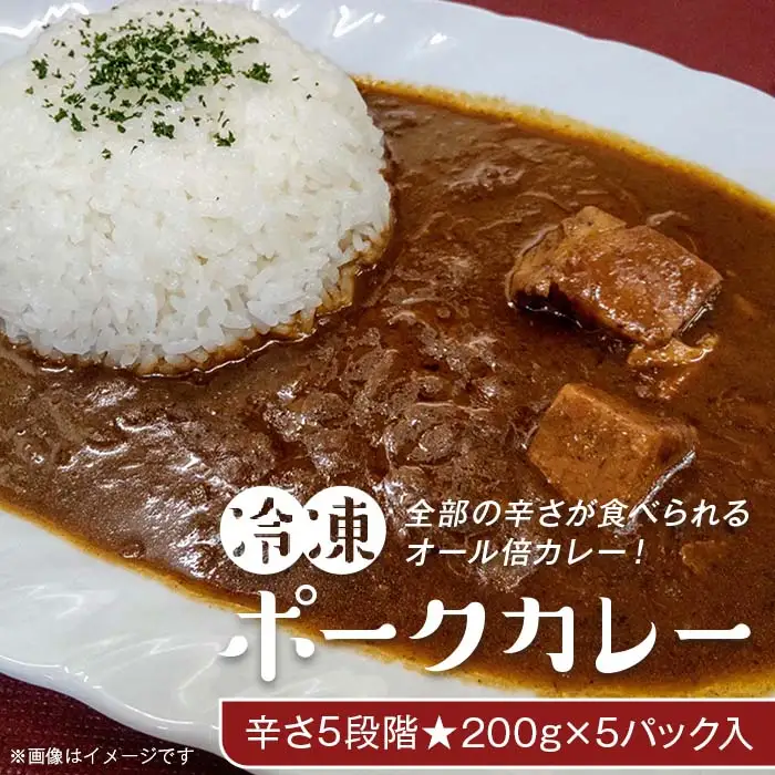 K4-01A冷凍ポークカレー　オール倍カレー・辛さ5段階200g×5パック入り（レストランナカタ）