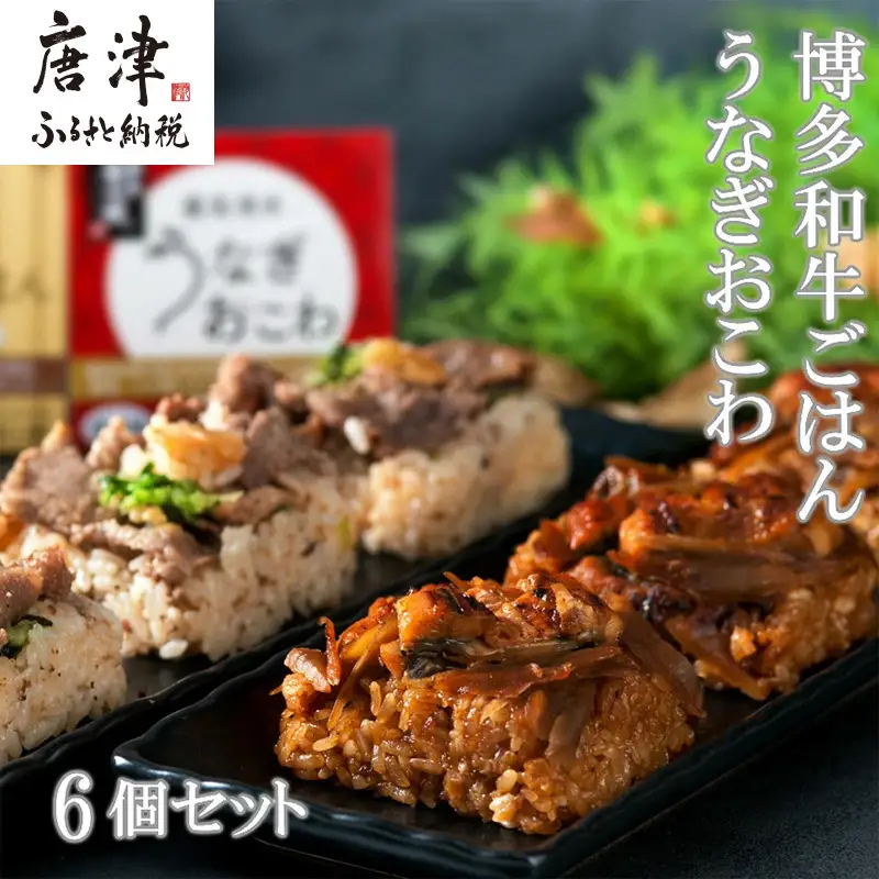 (一粒庵)霧島湧水うなぎおこわと博多和牛ごはん 6個セット(125ｇ×各3） 