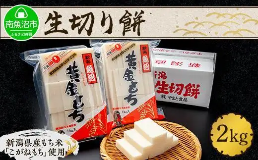 新潟県 南魚沼市 生切り餅 1kg 2個 計2kg もち モチ 黄金もち 雑煮 和菓子 やまと食品 大容量 お取り寄せ グルメ