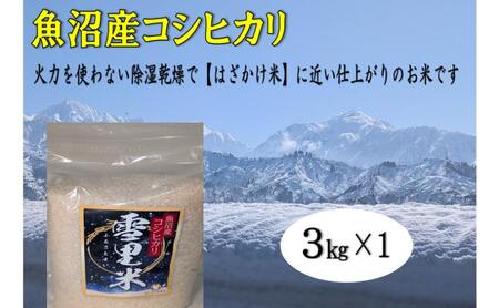 令和7年産 生産者直送！魚沼産コシヒカリ 雪里米（ふるさとまい）精米 3kg お米 新潟県産 