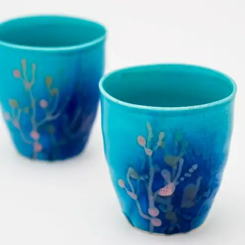 【datta.沖縄南の島陶芸工房】珊瑚タンブラー（ 瑠璃紺・ペアセット）