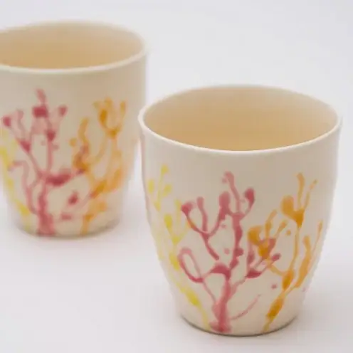 【datta.沖縄南の島陶芸工房】珊瑚タンブラー 純白（ペアセット）