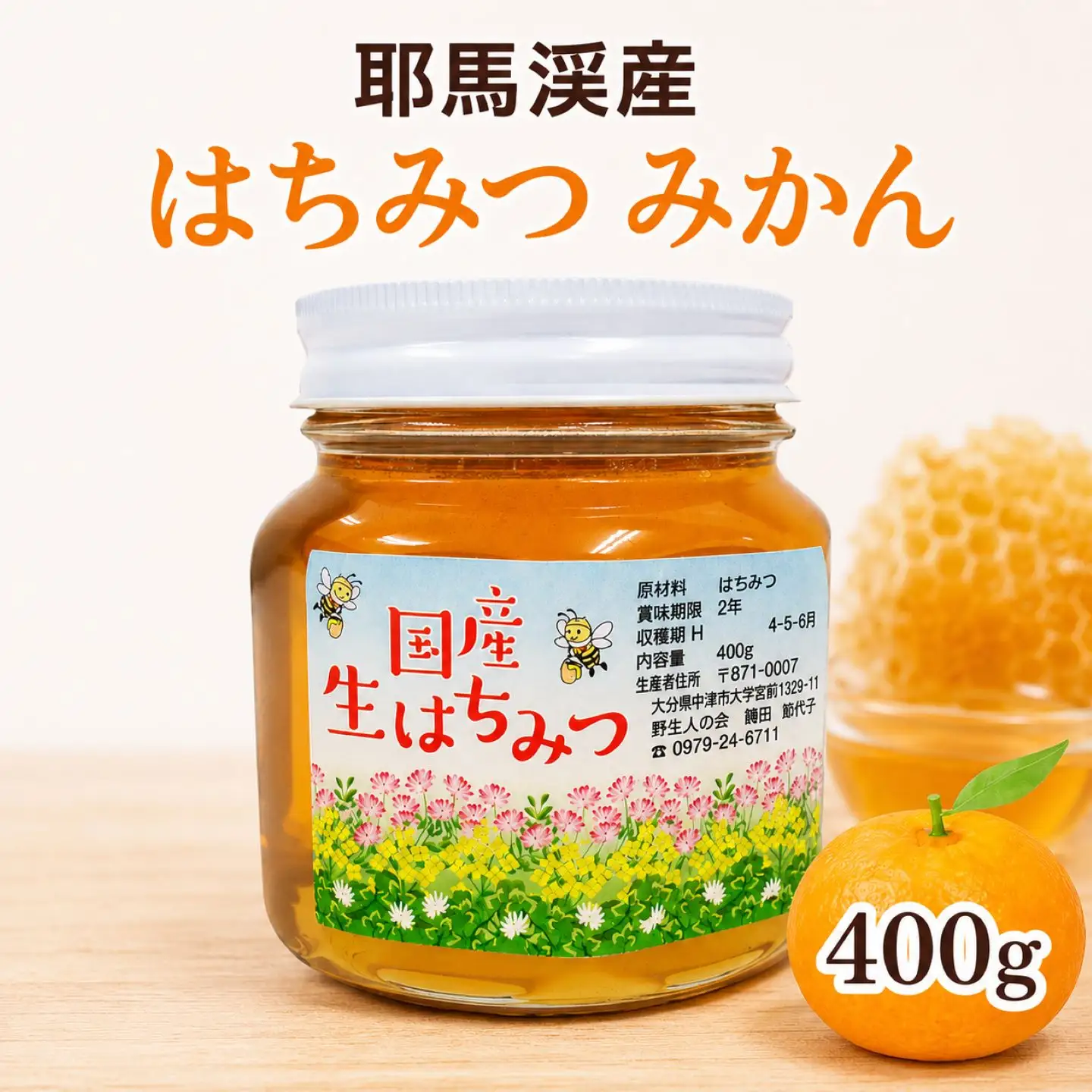 中津・耶馬渓のはちみつ みかん 400g × 1瓶 | 国産 蜂蜜 はちみつ ハチミツ みかん 蜜柑 ミカン 瓶 大分県産 九州産 大分県 中津市