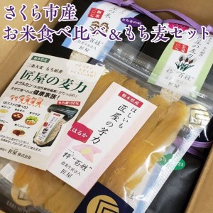 さくら市産お米食べ比べ＆もち麦セット≪2021年産 贈り物 プレゼント ギフト≫◇