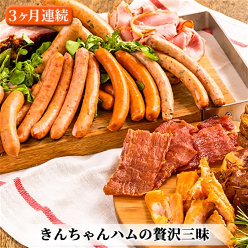 【定期便】きんちゃんハム の贅沢三昧 3ヵ月連続お届け お肉 ソーセージ ベーコン 3カ月 3回 