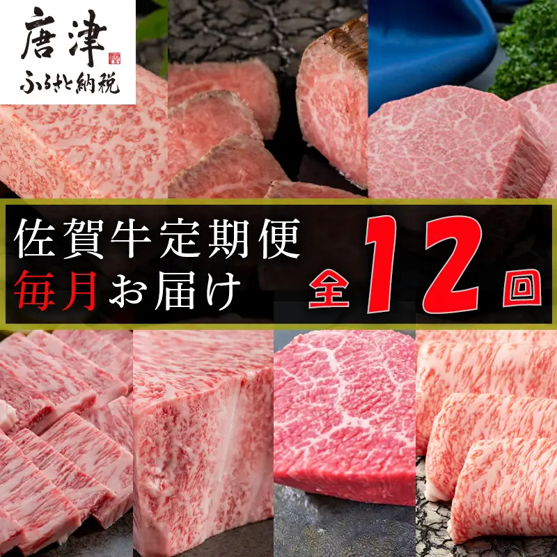 【定期便全12回】佐賀牛定期便「ロースブロック・ヒレステーキ(3回)・ローストビーフ(3回)・すき焼き用(ロース）・しゃぶしゃぶ用(ロース)・カルビ焼肉(ロース)・サーロイン・赤身ももブロック」 毎月発送いたします! ハンバーグ ステーキ