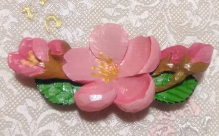 4月の帯留め（桜・ピンク）（兼ブローチ）【hms004A】