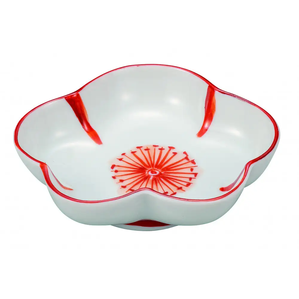 九谷焼　3.5号皿・赤絵花文 5枚セット a01 民芸品 工芸品 焼き物 食器