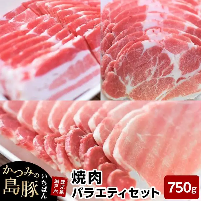 かつみの島豚いちばん焼肉バラエティセット750g（250g×3パック）