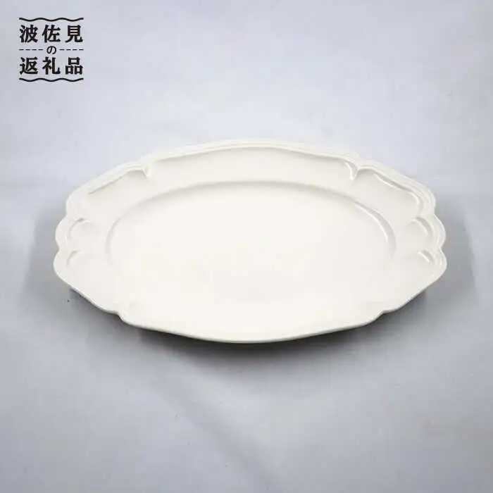 【波佐見焼】フレーム オーバル プレート オフホワイト M 2枚セット 食器 皿 【堀江陶器】 [JD153] 波佐見焼