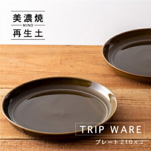 【美濃焼】 tripware プレート 210 2枚 緑釉 瑞浪市 / 市原製陶 食器 皿 グッドデザイン賞受賞 [AZAE015]