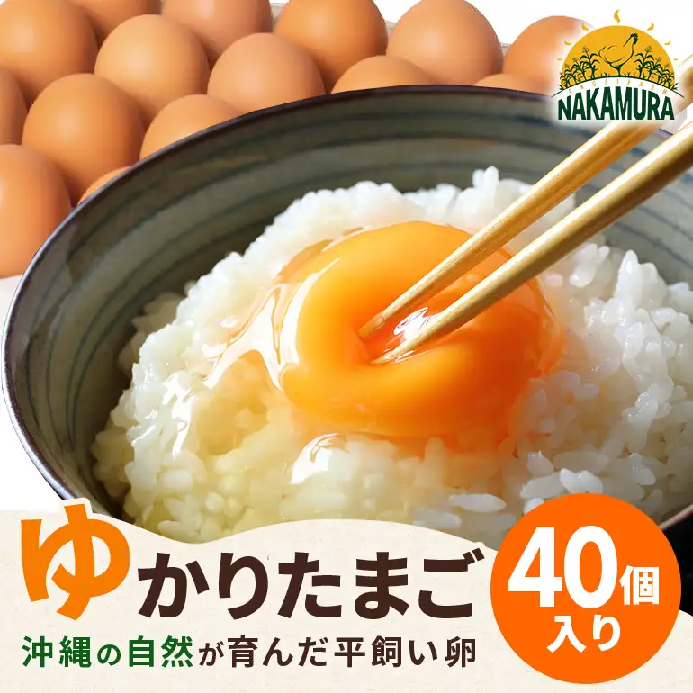 黄身がプリッ!沖縄の大自然が育んだ平飼い卵【ゆかりたまご】 40個 たまご （20個 ×2箱 ）破卵保証の5個を含む MSサイズ 平飼い 卵 タマゴ 産地直送 生卵 鶏卵 濃厚 玉子 卵料理 卵かけごはん TKG エッグ egg 沖縄産 お取り寄せ 沖縄県 糸満市