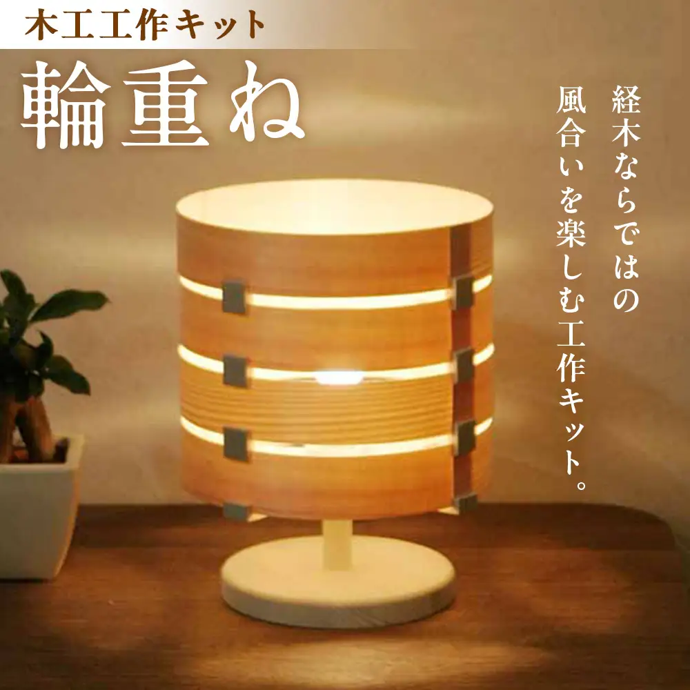 木工工作キット「輪重ね」 加賀谷木材| 木工 体験 照明 インテリア DIY 木製 灯 親子 子ども ライト 家族 作る 優しい 北海道 津別町 送料無料