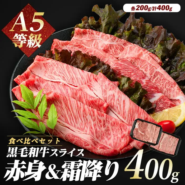 A5等級鹿児島県産黒毛和牛2種のスライスセット400g カミチク IB112-010 牛肉 牛肉 