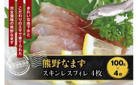熊野なまず スキンレスフィレ ×4枚 400g（約100g×4枚） 刺身 お刺身 【NHK総合うまいッ！で紹介されました】【sgk005】