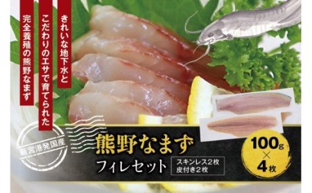 熊野なまず フィレセット（スキンレス2枚、皮付き2枚） 刺身 お刺身 【NHK総合うまいッ！で紹介されました】【sgk007】