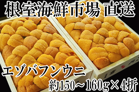 エゾバフンウニ(黄系)約150～160g×4折 E-14015