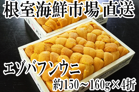 根室海鮮市場[直送]エゾバフンウニ(黄系)約150～160g×4折 E-28015