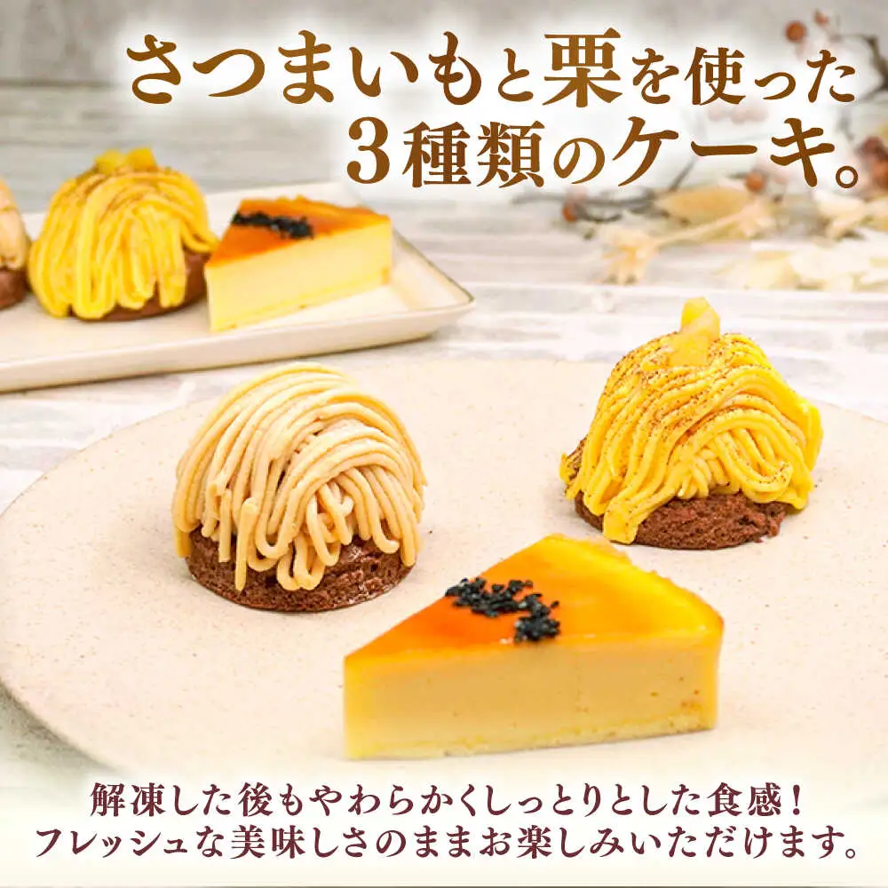 おいもチーズ / モンブラン / さつまいもモンブラン ケーキ 3種16個 冷凍 糸島市 / 五洋食品産業 [AQD002]