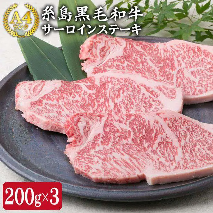 A4ランク 糸島 黒毛和牛 サーロインステーキ 200g×3枚 糸島市/糸島ミートデリ工房[ACA059]