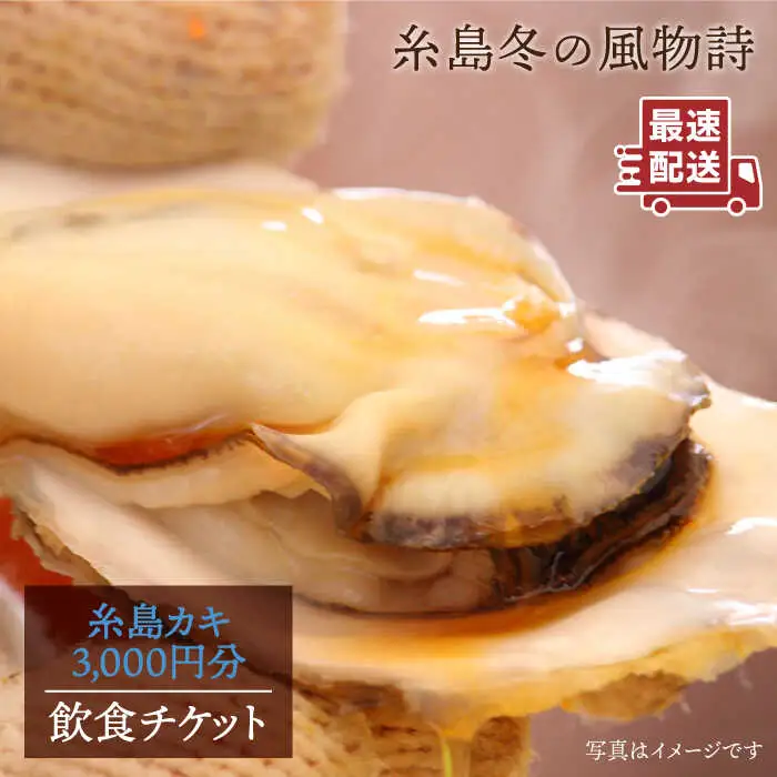 糸島 カキ 3,000円分 飲食 チケット《糸島》【飲食チケット】冬の風物詩 牡蠣小屋[AKD002]