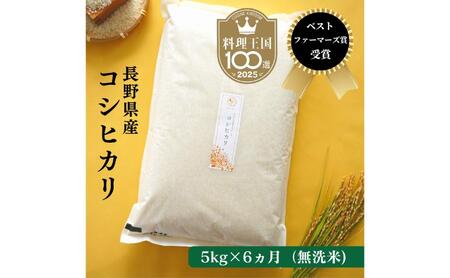 コシヒカリ 定期便 6ヶ月 無洗米 5kg 令和8年産 コシヒカリ