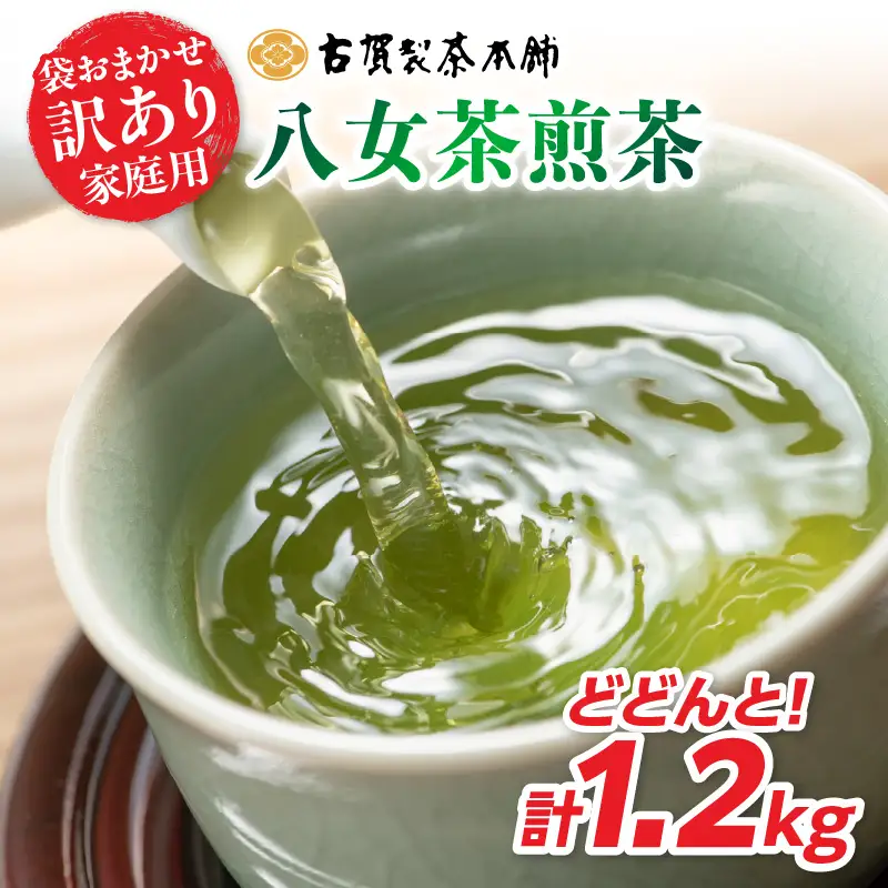 古賀製茶本舗 訳ありご家庭用八女茶煎茶 どどんと1.2キロ 八女茶 大容量 煎茶 072-097